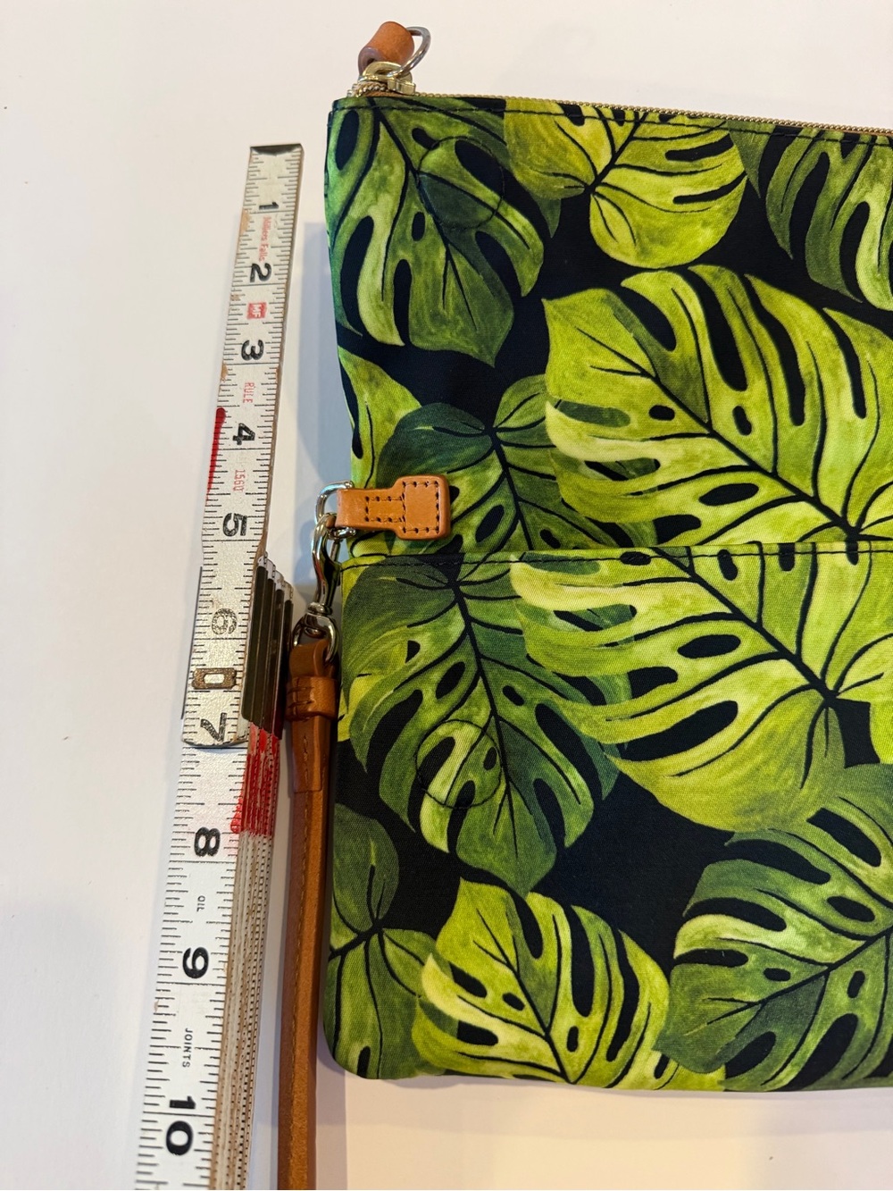 Dooney & Bourke Green Leaf Print Crossbody with Tan Strap - Picture 10 of 10